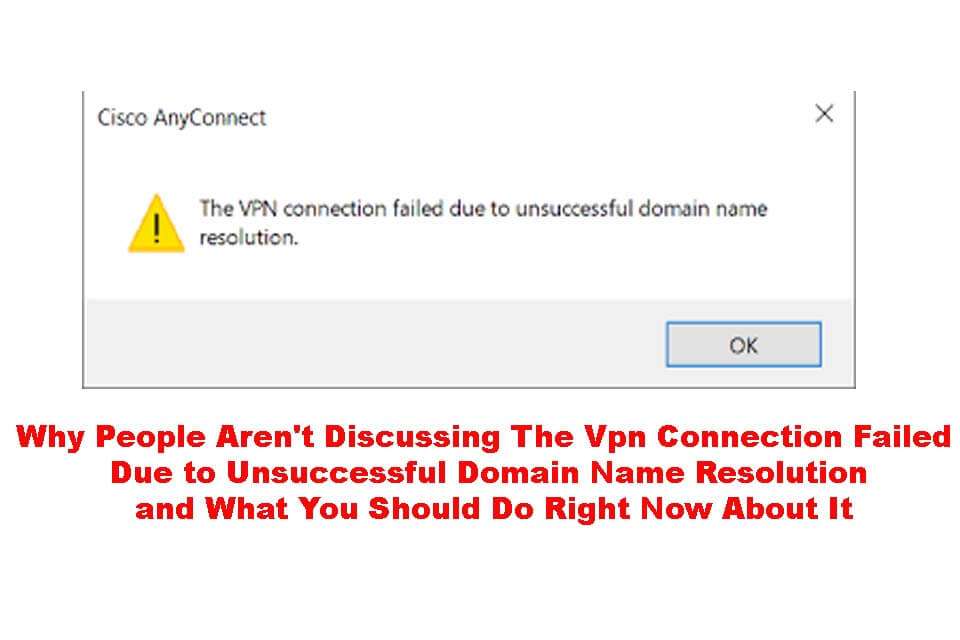 the vpn connection failed due to unsuccessful domain name resolution