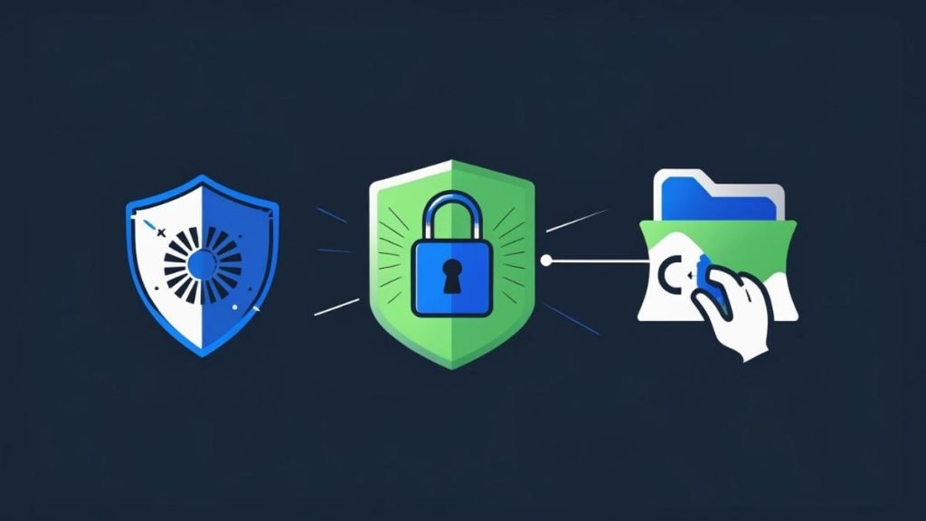 project management security features 2025 Data security icons representing GDPR compliance, encryption, and access control for project management tools
