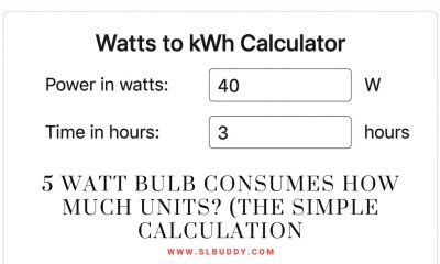 Formula showing how to calculate 5 watt bulb unit (kWh) consumption.