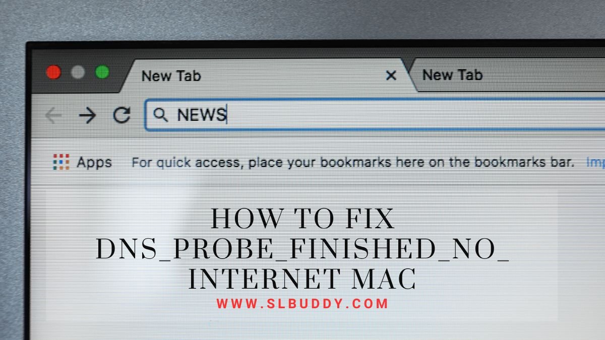 MacBook screen showing DNS_PROBE_FINISHED_NO_INTERNET error in Safari browser