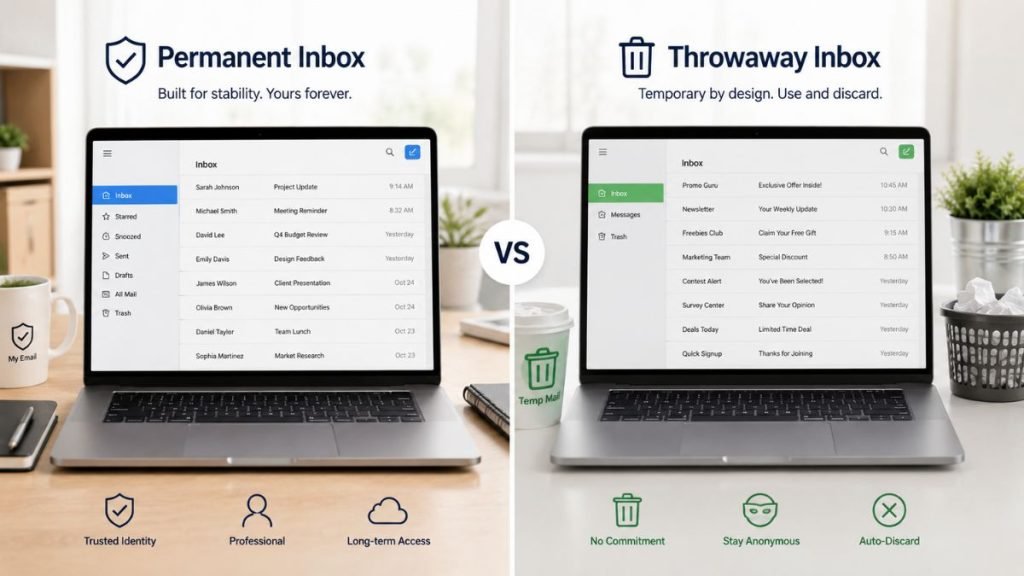 permanent email vs disposable email comparison 2026