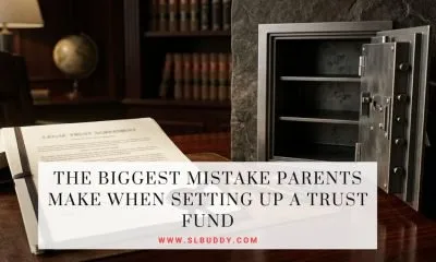 Signed trust fund legal document on a desk beside an empty open safe — representing a trust created but never funded