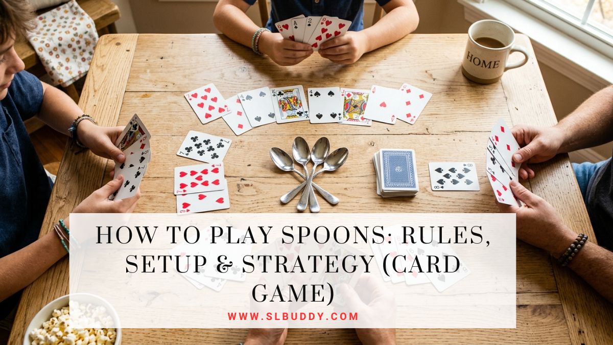 how to play spoons 2026 Spoons card game setup with four spoons and playing cards on a table