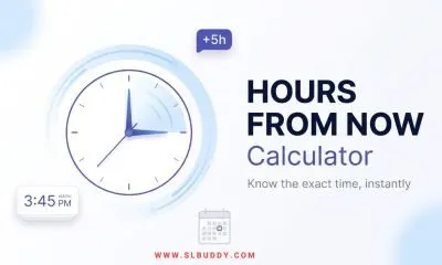 Hours from now calculator showing a clock face with time moving forward, used to find what time it will be in the future