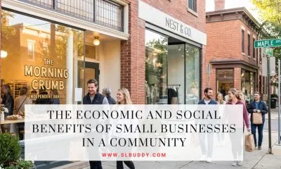 A vibrant, welcoming street view of local small businesses in a thriving community neighborhood.