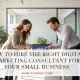 digital marketing consultant small business 2026 Digital marketing consultant for small businesses analyzing growth charts on a laptop with a client in a modern office.